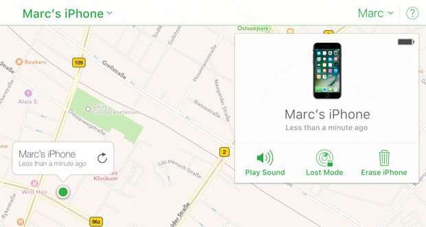 find my iphone map location