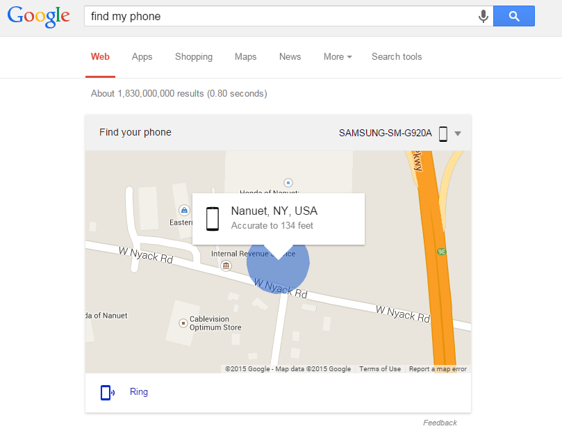 google find my phone- ocated