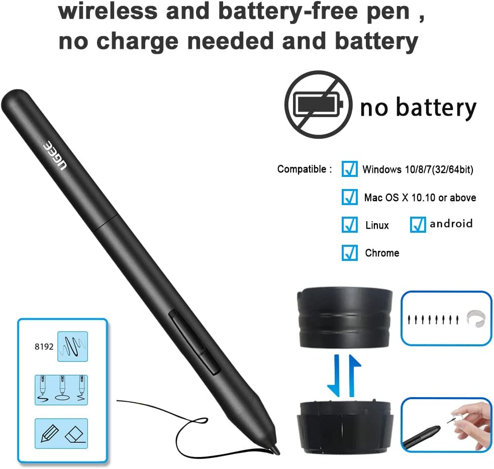 Drawing Tablet UGEE M708 pen features