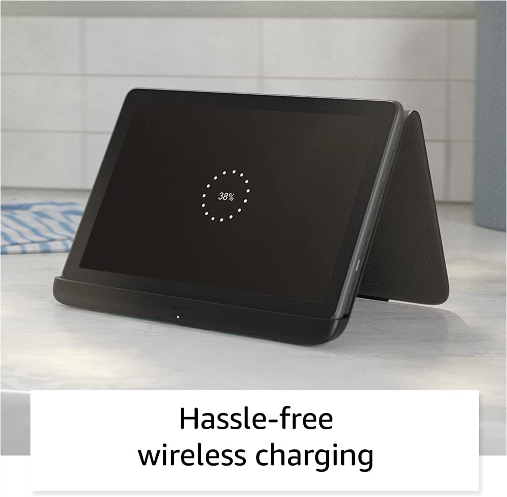 Amazon Fire HD 10 in the wireless charging station