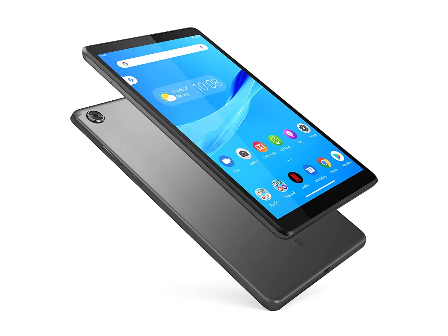 two Lenovo Tab M8 (back and front view)