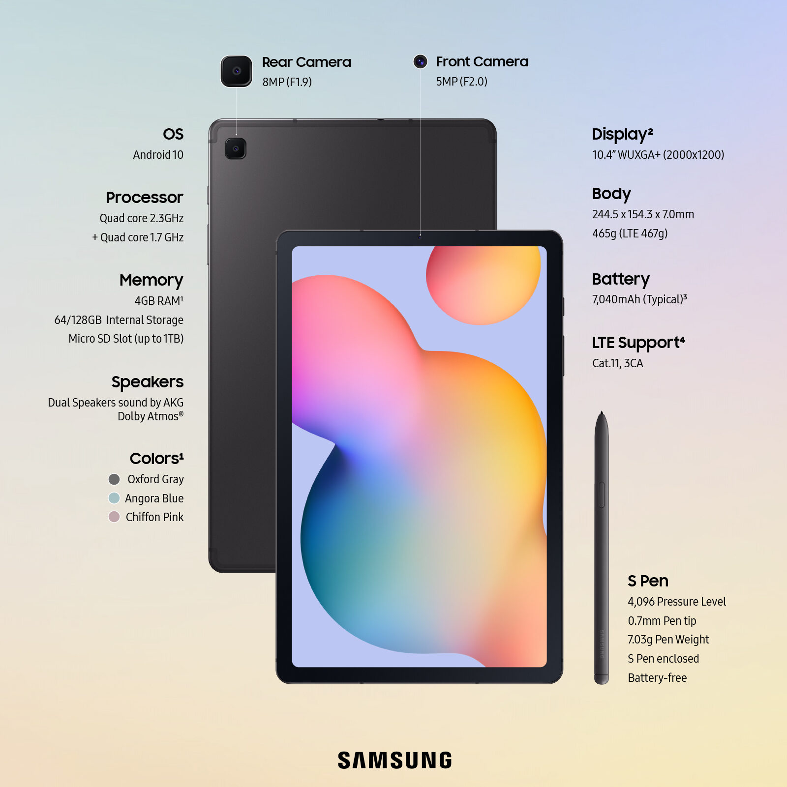 Samsung Galaxy Tab S6 Lite specifications