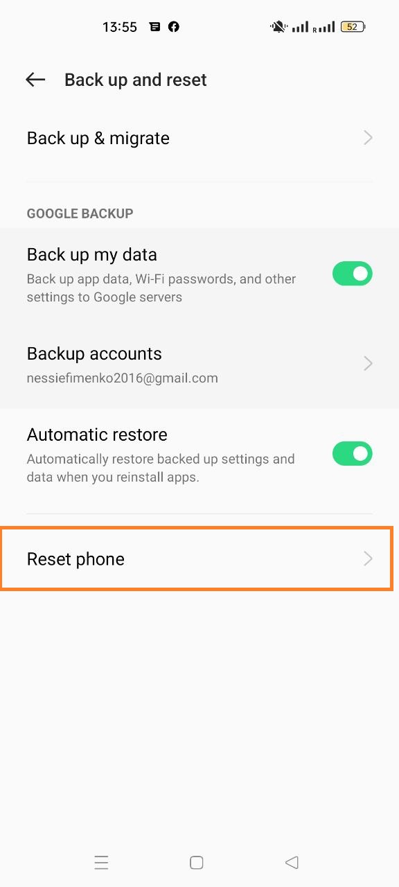 geset phone settings on Android