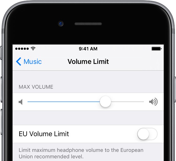 volume limit settings iPhone
