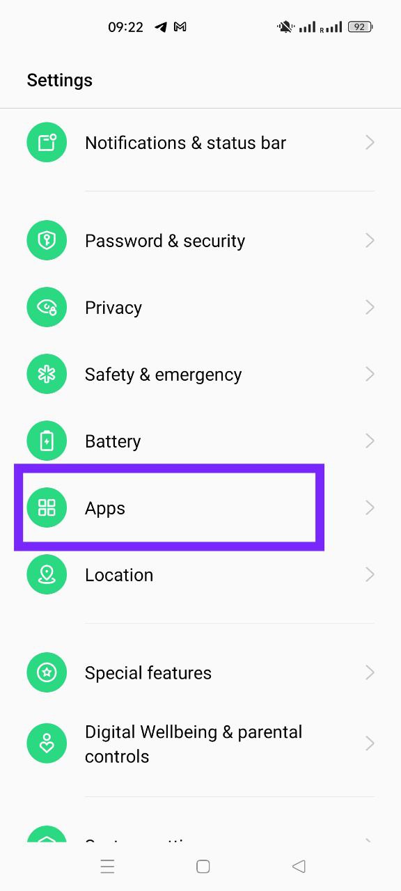 Apps Settings on Android Phone