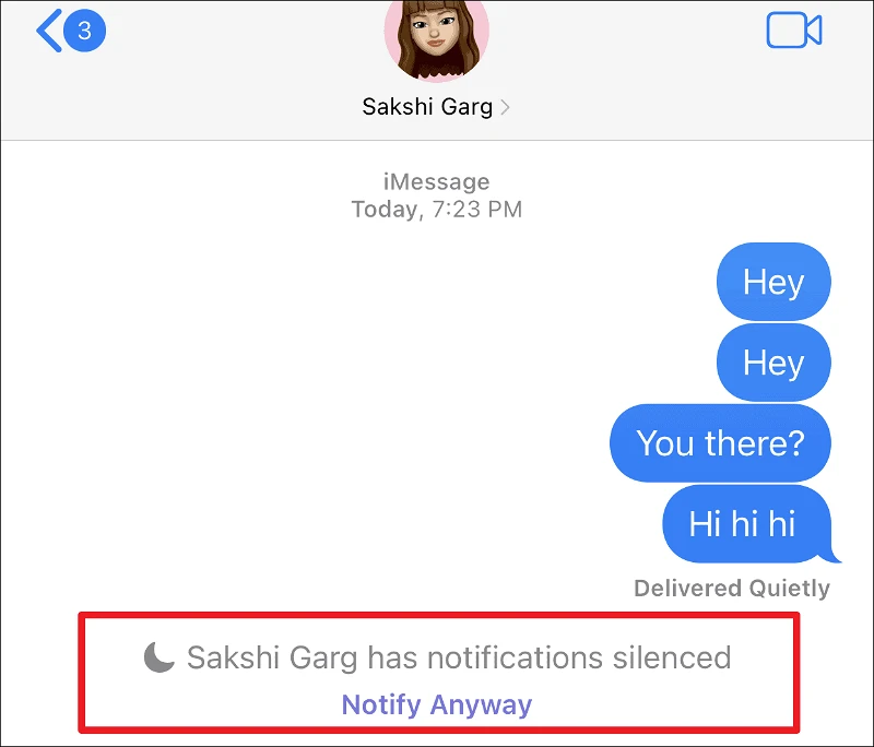 notifications silenced