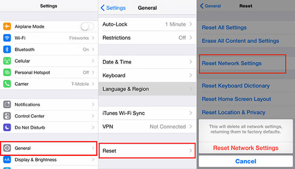 Reset network settings iPAd